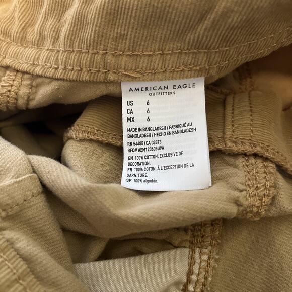 American Eagle Y2K High Waist Boho Gathered Mini Skirt Tan Soft Corduroy‎ Sz 6 - Picture 3 of 5